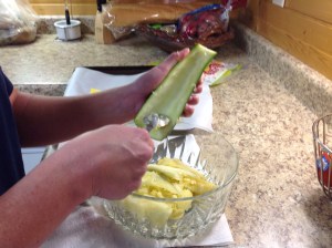 Option Number 3: Roasted and Stuffed Zucchinni 1 large zucchinni 1 c hash stuffing 3/4 c shredded mozzarella cheese olive oil salt and pepper 2 tbsp parsley Preheat oven to 400 degrees. Cut zucchini in half and hollow out the inside (I just use a small spoon).  Coat a non-stick pan with olive oil.  Add the hollow zucchini to the pan, skin side up.  Drizzle the zucchini with olive oil, 1 tbsp of parsley and generous amount of salt and pepper. Flip the zucchini so it is now skin side up.  Add 1 tbsp of parsley to skin and coat with a generous amount of salt and pepper (the skin should already be coated with olive oil).  With the skin side still up, we want to roast the inside of the zucchini first.  Cook for approximately 8 minutes; we don't want them to get to mushy, as we will need to add stuffing and cook for a little longer.  Once the inside of the zucchini has been roasted (8 minutes), remove them from the oven.  Flip them over so that they are now skin side down.  Add the hash stuffing, top with cheese, and let bake for about 8 minutes or until cheese has browned. **Sausage Hash** 1 lb fresh sausage 1 small, sweet onion, diced 1/2 c diced mushrooms 3 medium, white potatoes (boiled for 15 minutes and then diced) 2 tbsp minced garlic 2 tbsp parsley salt and pepper to taste (generous amount of pepper, light salt) olive oil In a large skillet, coat bottom with olive oil and warm over medium high heat.  Add diced sweet onion and let cook for about 10 minutes, stirring occasionally.  Then, add salt and pepper, minced garlic, and 1 tbsp of parsley.  Continue to cook onions for about 5 more minutes.  Add mushrooms and 1-2 tbsp of olive oil to pan with onions.  Let the mushrooms and onions cook for about 5 minutes, stirring frequently.  Now, add the sausage, potatoes, and 1 tbsp of parsley.  Cook sausage thoroughly.  ***Once sausage has completely cooked, I lightly mashed the mixture to the bottom of the pan in order to get a light crust on the mix.  And there you have it!!!   One Hash mix that can be used as a stuffing for numerous items...or to eat by itself!!! 